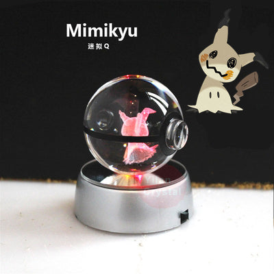 Collectors Edition Pokemon Crystal Ball 3D Figures Pokémon Engraving Model with LED Light