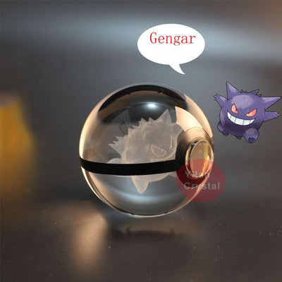 Collectors Edition Pokemon Crystal Ball 3D Figures Pokémon Engraving Model with LED Light