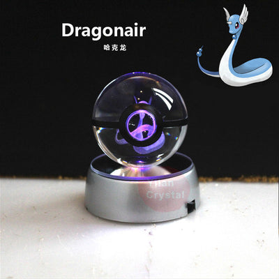 Collectors Edition Pokemon Crystal Ball 3D Figures Pokémon Engraving Model with LED Light