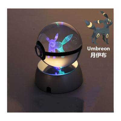 Collectors Edition Pokemon Crystal Ball 3D Figures Pokémon Engraving Model with LED Light