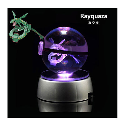 Collectors Edition Pokemon Crystal Ball 3D Figures Pokémon Engraving Model with LED Light