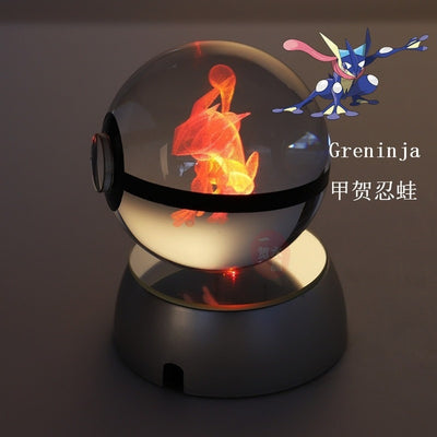 Collectors Edition Pokemon Crystal Ball 3D Figures Pokémon Engraving Model with LED Light