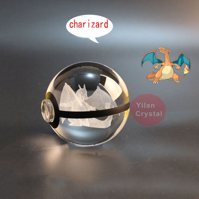 Collectors Edition Pokemon Crystal Ball 3D Figures Pokémon Engraving Model with LED Light