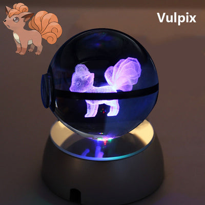 Collectors Edition Pokemon Crystal Ball 3D Figures Pokémon Engraving Model with LED Light