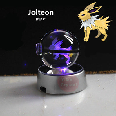 Collectors Edition Pokemon Crystal Ball 3D Figures Pokémon Engraving Model with LED Light