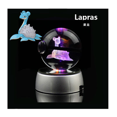 Collectors Edition Pokemon Crystal Ball 3D Figures Pokémon Engraving Model with LED Light