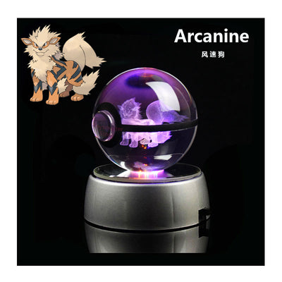 Collectors Edition Pokemon Crystal Ball 3D Figures Pokémon Engraving Model with LED Light