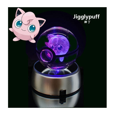 Collectors Edition Pokemon Crystal Ball 3D Figures Pokémon Engraving Model with LED Light