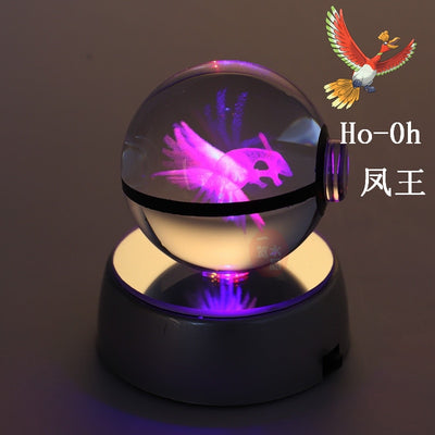 Collectors Edition Pokemon Crystal Ball 3D Figures Pokémon Engraving Model with LED Light