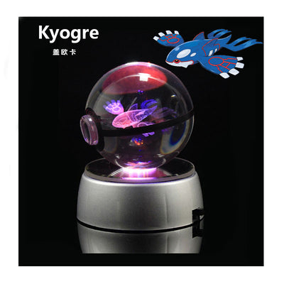 Collectors Edition Pokemon Crystal Ball 3D Figures Pokémon Engraving Model with LED Light