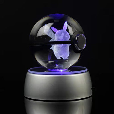 Collectors Edition Pokemon Crystal Ball 3D Figures Pokémon Engraving Model with LED Light