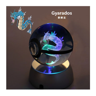 Collectors Edition Pokemon Crystal Ball 3D Figures Pokémon Engraving Model with LED Light