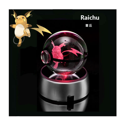 Collectors Edition Pokemon Crystal Ball 3D Figures Pokémon Engraving Model with LED Light