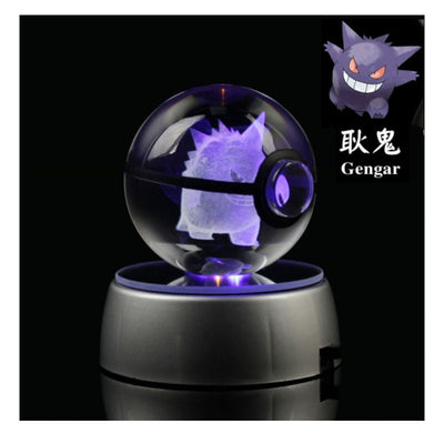 Collectors Edition Pokemon Crystal Ball 3D Figures Pokémon Engraving Model with LED Light