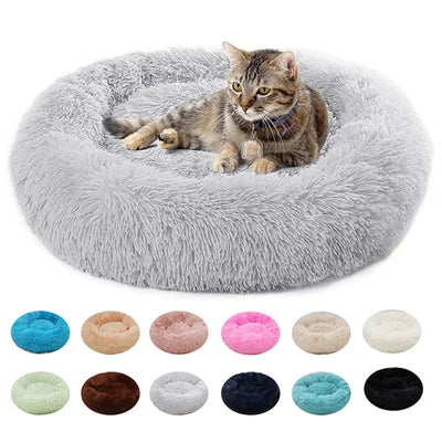 Cozy Haven Plush Cat Donut Bed