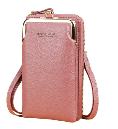 Chic Pink Petite Leather Shoulder Bag